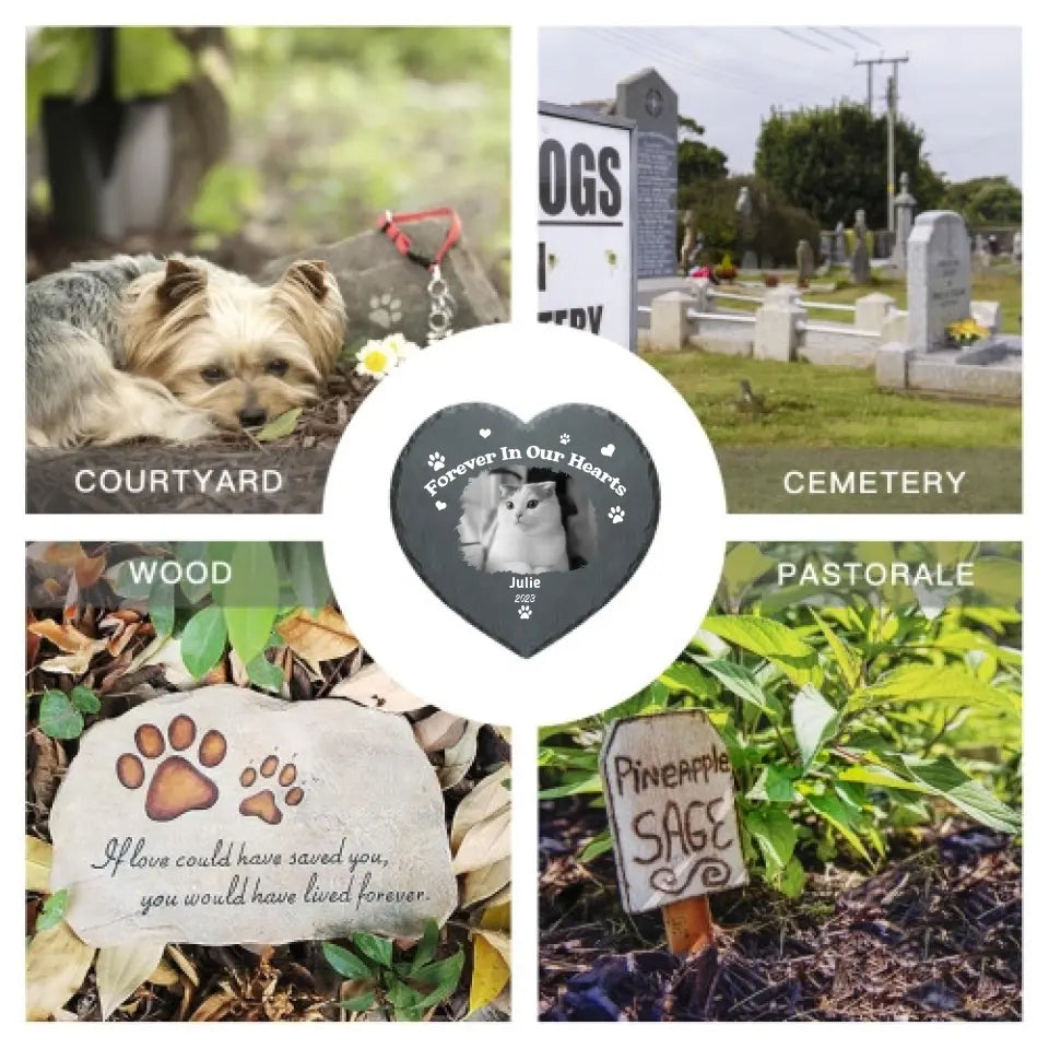 Personalized Photo Heart Shape Memorial Garden Stone - Forever In Our Hearts