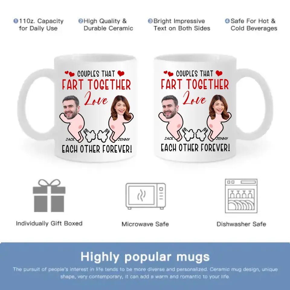 Funny Custom Face Coffee Mug - Love Each Other Forever, Valentine's Gifts