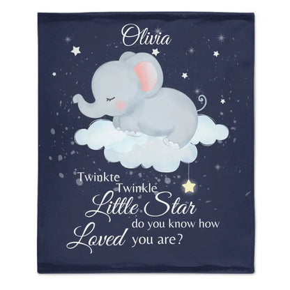 Couverture personnalisée avec nom de bébé – Couverture Twinkle Twinkle Little Star Elephant