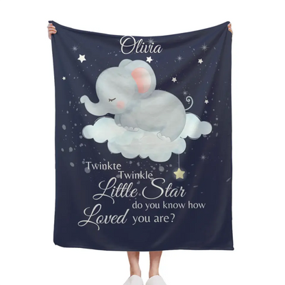 Couverture personnalisée avec nom de bébé – Couverture Twinkle Twinkle Little Star Elephant