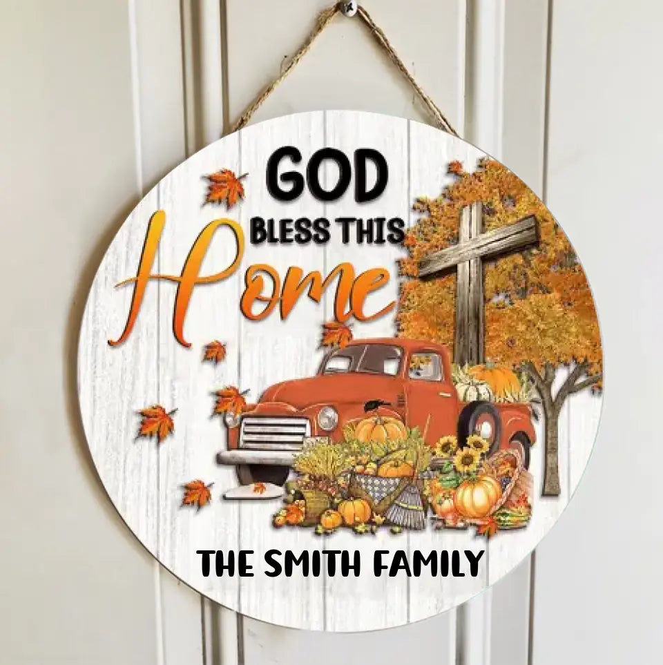 Personalzied Costom Wooden Sign - God Bless This Home