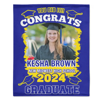 Customized Photo You Did It, Congratulations Graduation Blanket