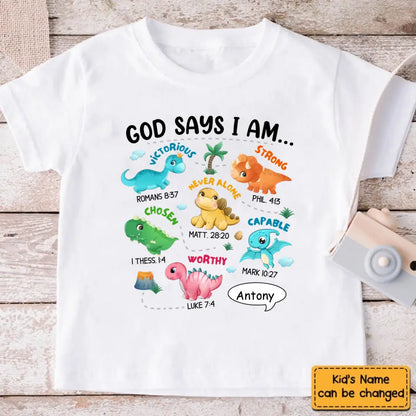 Gifts For Grandson Dinosaur God Say I Am ...T Shirt For Kids