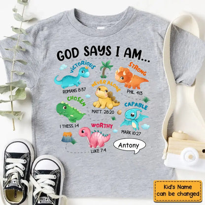 Gifts For Grandson Dinosaur God Say I Am ...T Shirt For Kids