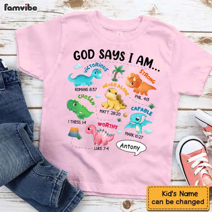 Gifts For Grandson Dinosaur God Say I Am ...T Shirt For Kids