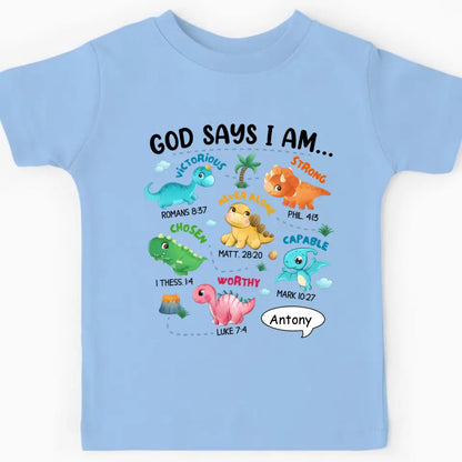 Gifts For Grandson Dinosaur God Say I Am ...T Shirt For Kids