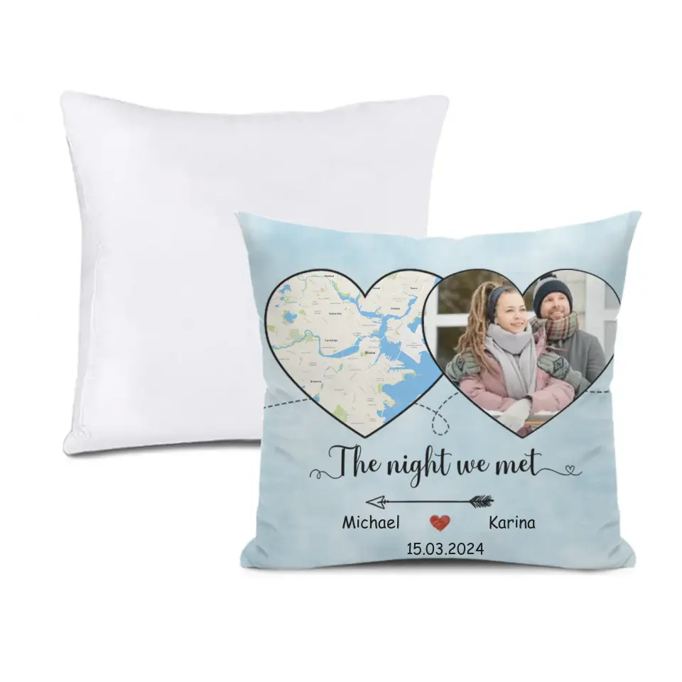 Where Our Story Began - Personalized Photo Upload Gift Custom Map Pillow