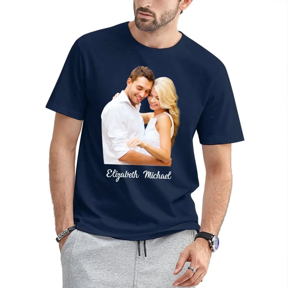 Custom Photo The Beginning Of Love - Couple Personalized Custom Unisex T-shirt