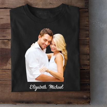 Custom Photo The Beginning Of Love - Couple Personalized Custom Unisex T-shirt