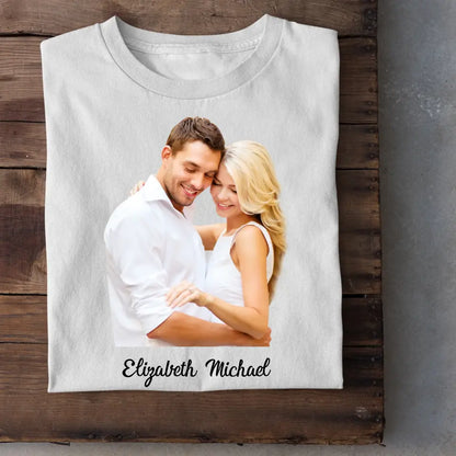 Custom Photo The Beginning Of Love - Couple Personalized Custom Unisex T-shirt