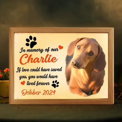 Personaliced Custom Photo Frame Light Box - In Memory of Our Dog Picture