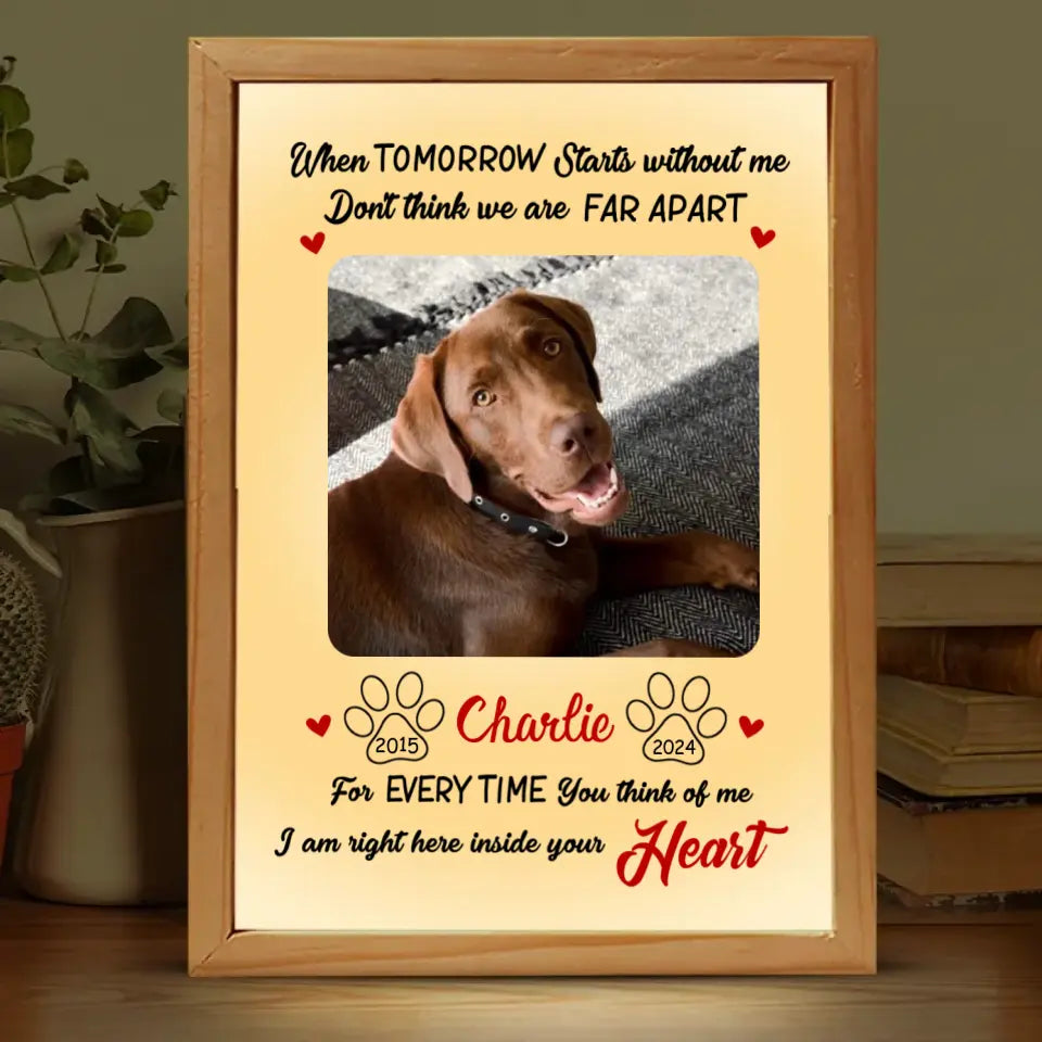 Personalized Costom Dog Memorial Photo Frame Box - I'm Right Here Inside Your Heart Picture