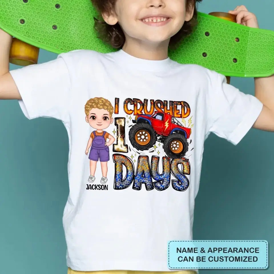 I Crushed 100 Days - Personalized Custom Youth T-Shirt - Gift For Kids, Family Members