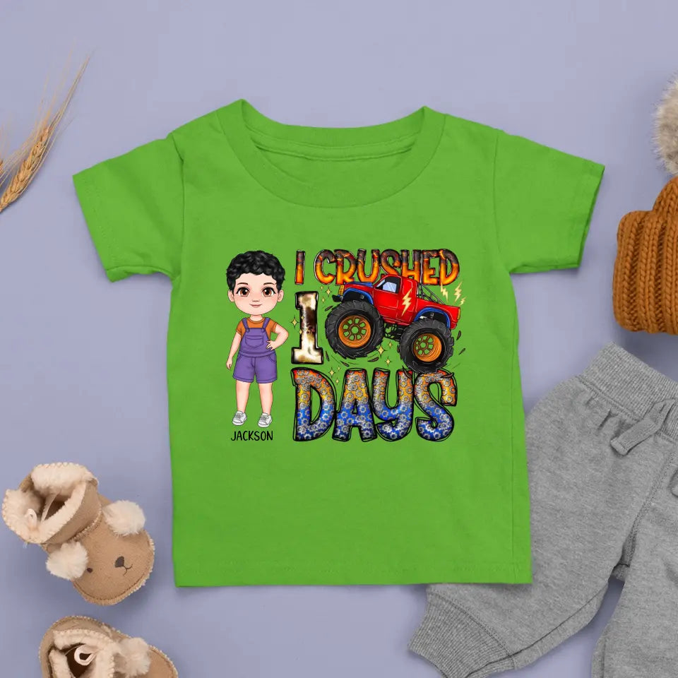 I Crushed 100 Days - Personalized Custom Youth T-Shirt - Gift For Kids, Family Members