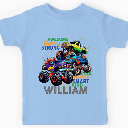 Monster Truck Custom T-shirt Cadeau pour les enfants, Cadeau personnalisé pour tout-petit garçon