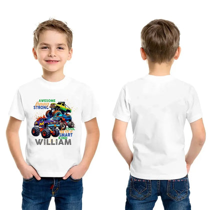 Monster Truck Custom T-shirt Cadeau pour les enfants, Cadeau personnalisé pour tout-petit garçon