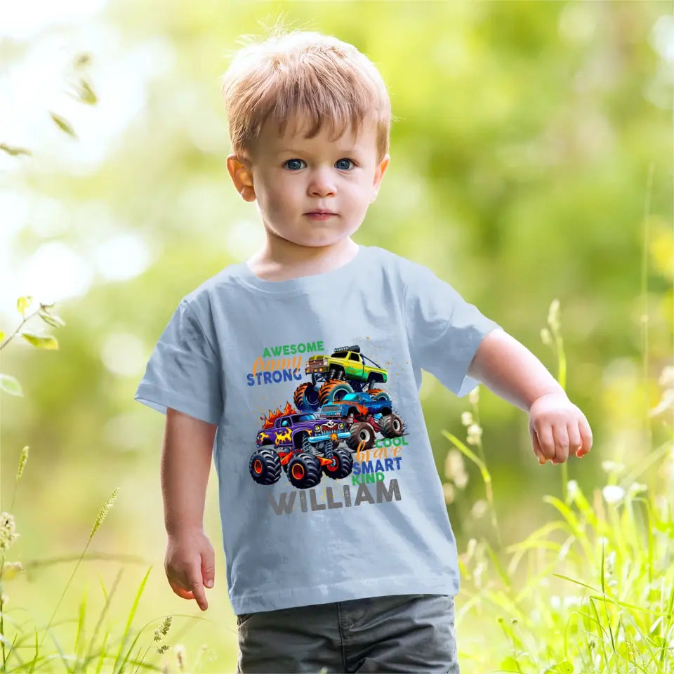 Monster Truck Custom T-shirt Cadeau pour les enfants, Cadeau personnalisé pour tout-petit garçon