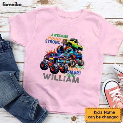 Monster Truck Custom T-shirt Cadeau pour les enfants, Cadeau personnalisé pour tout-petit garçon