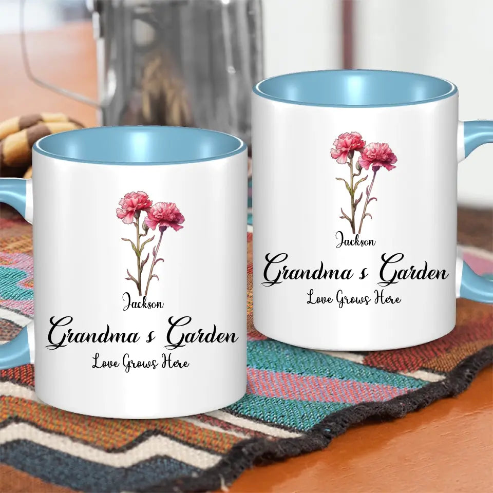 Grandma's Garden Birth Flowers - Personalized Accent Mug Gift For Grandma, Mommy