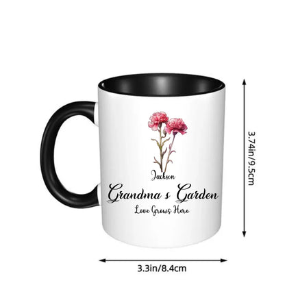 Grandma's Garden Birth Flowers - Personalized Accent Mug Gift For Grandma, Mommy