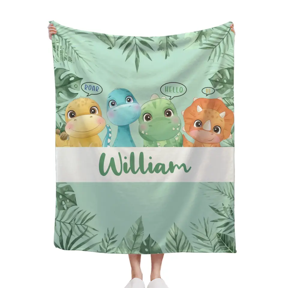 Couverture personnalisée avec nom personnalisé, couverture pour bébé dinosaure pour enfants