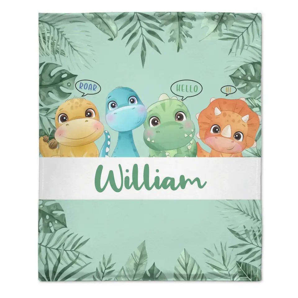 Couverture personnalisée avec nom personnalisé, couverture pour bébé dinosaure pour enfants