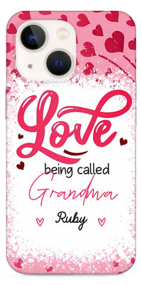 Love Is Being Called Grandma Pink Heart Grandma Nana With Kids Personalized Phone Case