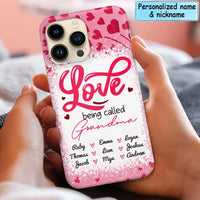 Love Is Being Called Grandma Pink Heart Grandma Nana With Kids Personalized Phone Case