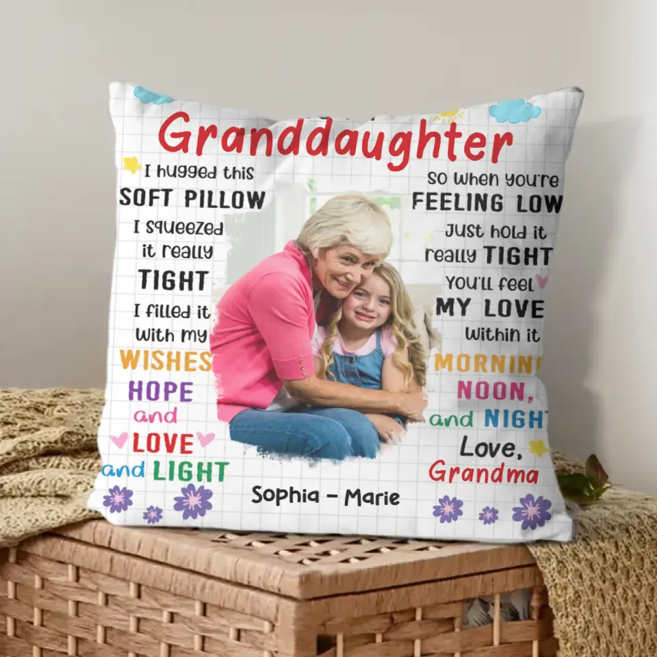 Personalized Custom Photo Pillow Gift For Granddaughter