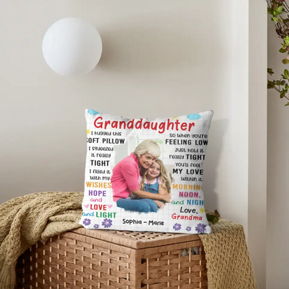 Personalized Custom Photo Pillow Gift For Granddaughter