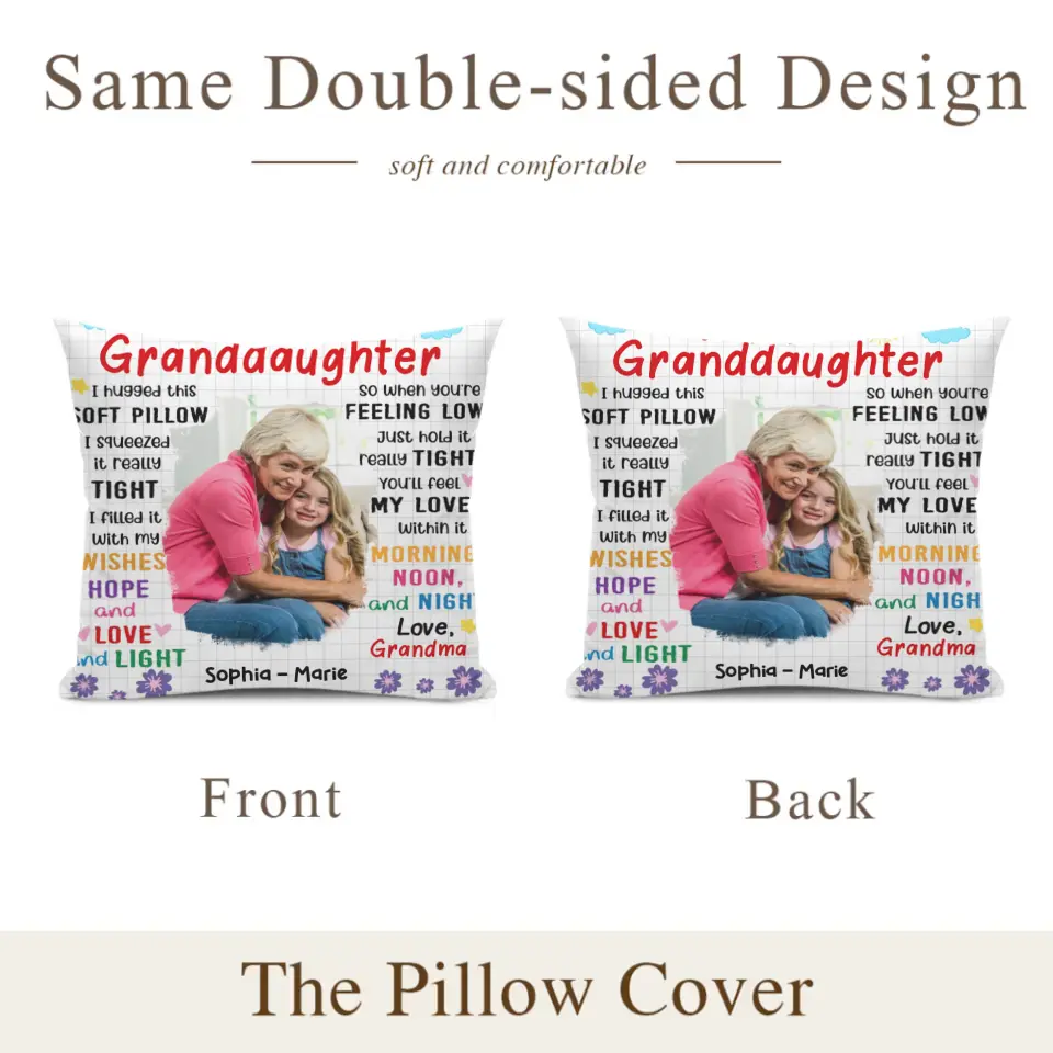 Personalized Custom Photo Pillow Gift For Granddaughter