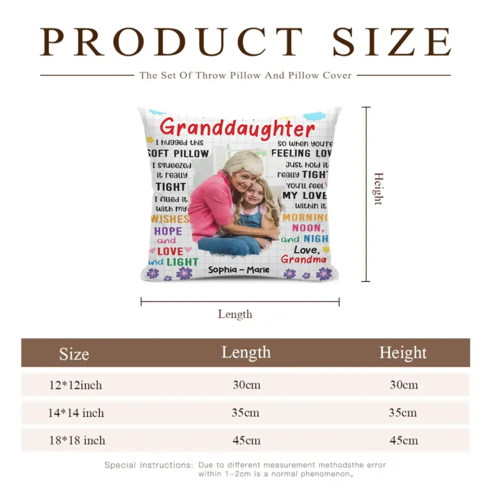 Personalized Custom Photo Pillow Gift For Granddaughter