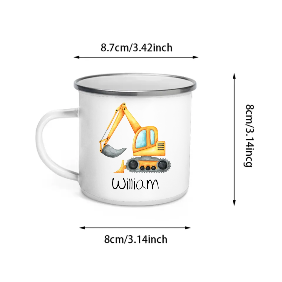 Personalized Truck Train Airplane Vehicles / Dinosaur Mug for Kids - Hot Chocolate / Milk Mug