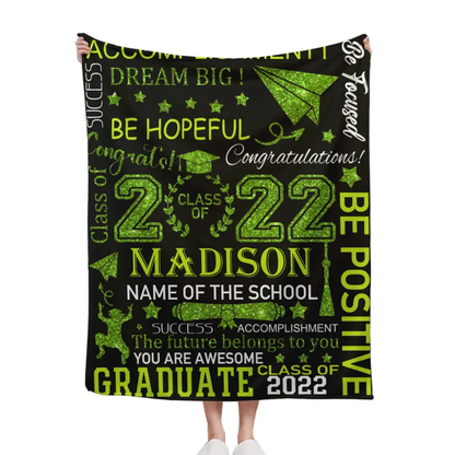 Personalized Custom Graduation Blanket 2024, Congrats Graduate Class of 2024 Gold Throw Blanket for Boys Girls Senior High School College University Graduate