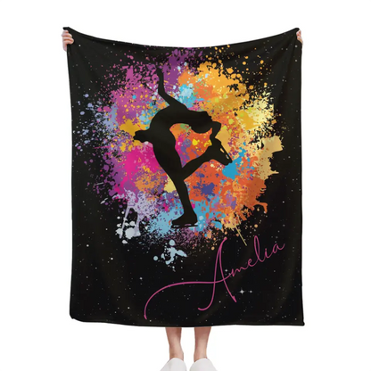 Sports Girl Personalized Blanket - Ice Skating Skiing Horseback Riding Rock Climbing - Gifts for Girls