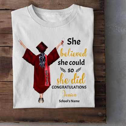 T-shirt personnalisé Graduation Girl - Elle l'a fait