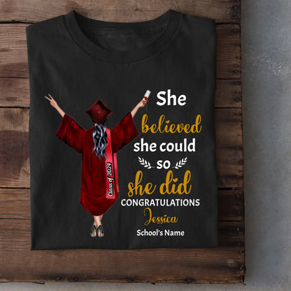 T-shirt personnalisé Graduation Girl - Elle l'a fait