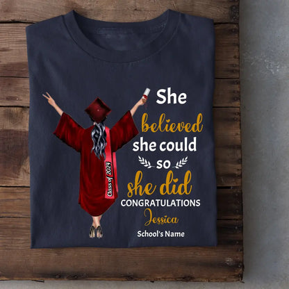 T-shirt personnalisé Graduation Girl - Elle l'a fait