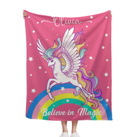 Unicorn Gifts Blanket -  Personalized Rainbow Stars Name Blanket