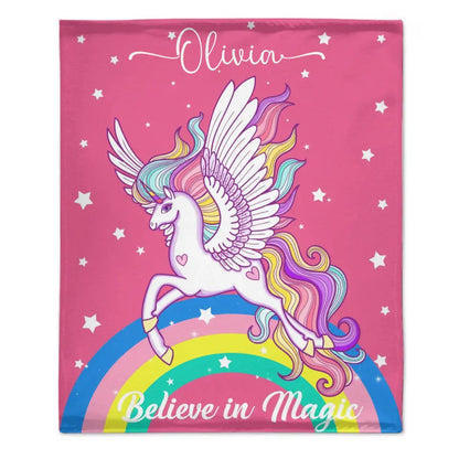 Couverture cadeaux licorne - Couverture personnalisée avec nom d'étoiles arc-en-ciel