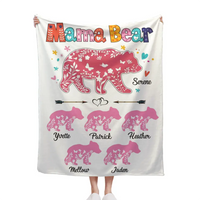 Personalized Mama Bear Colorful Blanket - Best Gift For Mother