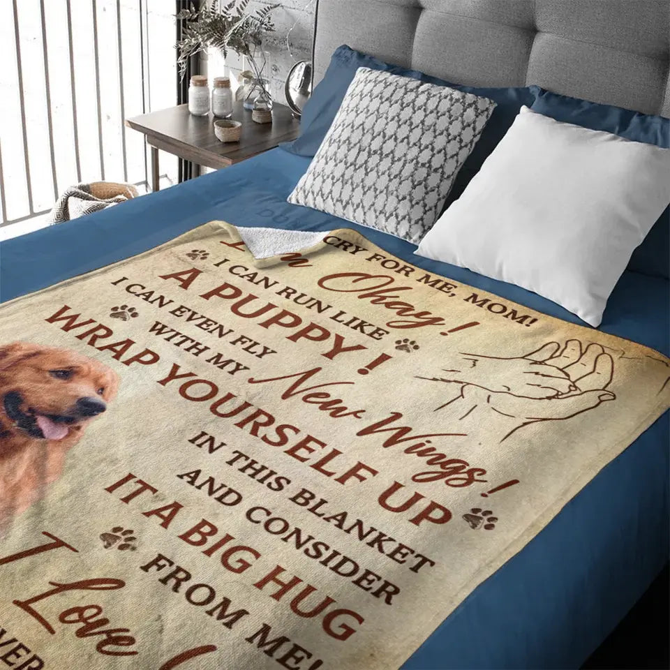 Custom Memorial Personalized Photo Blanket - Don't Cry For Me I'm Okay - Sympathy Gift For Pet Owners, Pet Lovers