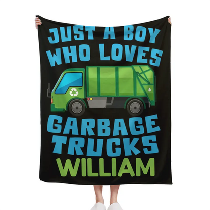 Couverture personnalisée Just A Boy Who Loves Garbage Truck avec nom, meilleurs cadeaux pour la famille et les amis