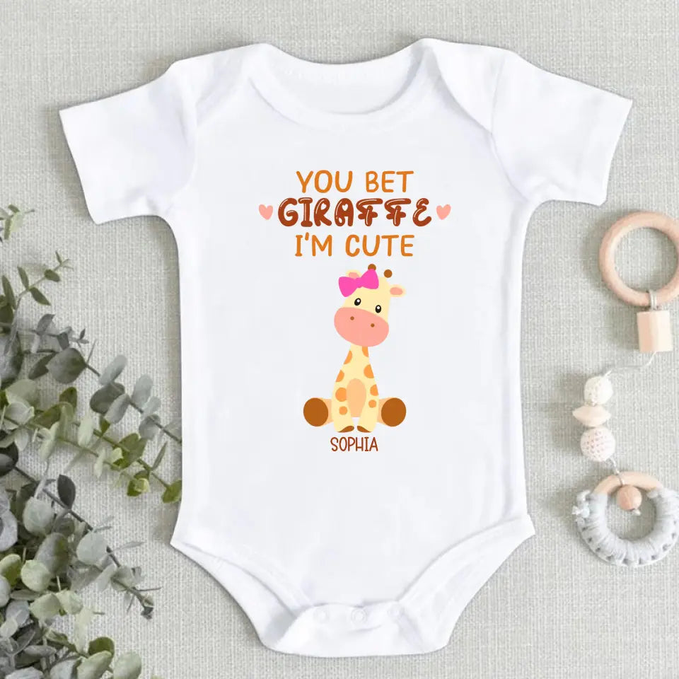 You Bet Giraffe - Family Personalized Custom Baby Onesie - Mother's Day, Baby Shower Gift, Gift For First Mom