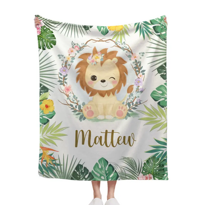 Lionceau personnalisé portant des couvertures à fleurs pour filles et garçons – Cadeaux personnalisés pour bébé avec nom