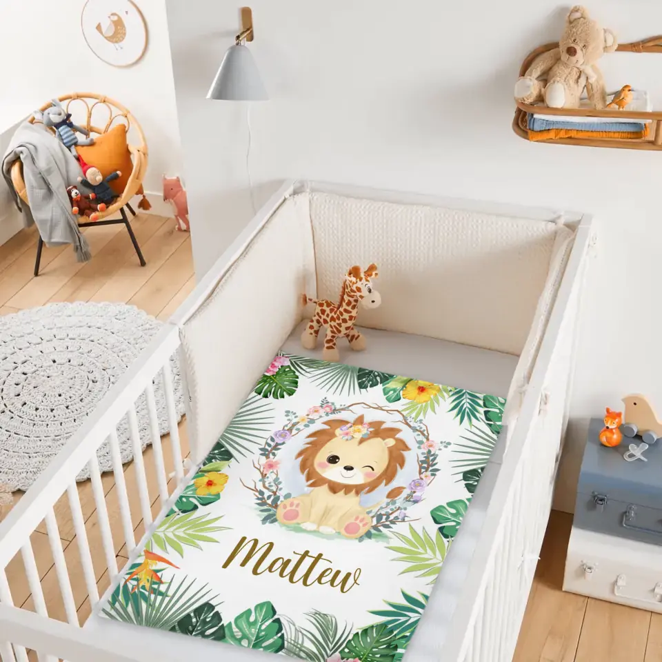 Lionceau personnalisé portant des couvertures à fleurs pour filles et garçons – Cadeaux personnalisés pour bébé avec nom