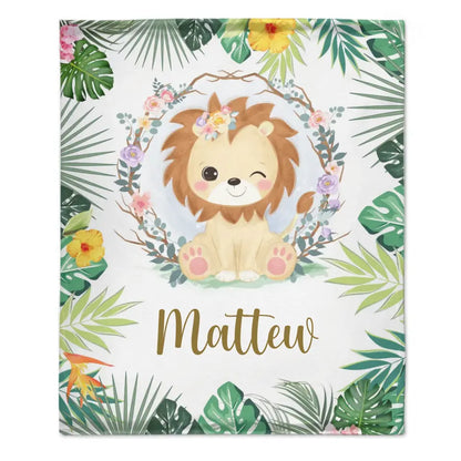 Lionceau personnalisé portant des couvertures à fleurs pour filles et garçons – Cadeaux personnalisés pour bébé avec nom