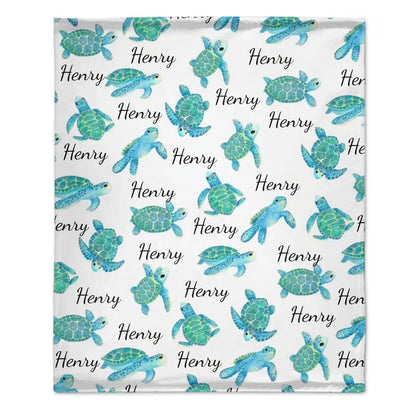 Couverture personnalisée avec tortue, couverture de nom de bébé personnalisée pour fille garçon