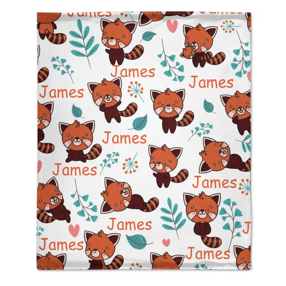 Couverture personnalisée avec nom de bébé Panda rouge pour fille et garçon