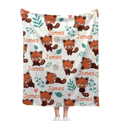 Couverture personnalisée avec nom de bébé Panda rouge pour fille et garçon